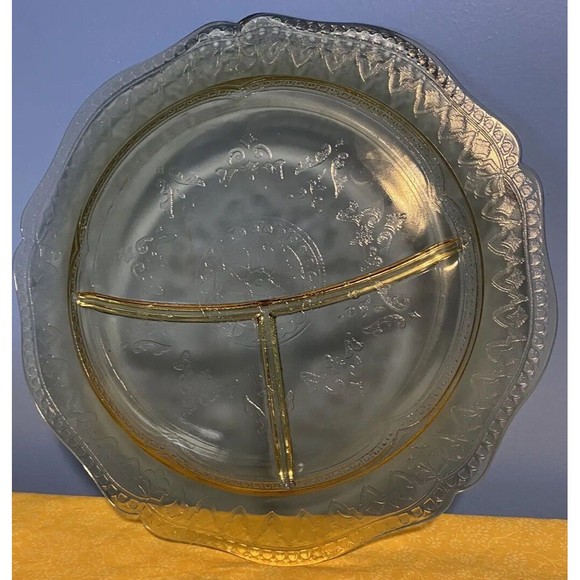 Federal Glass PATRICIAN AMBER 11" Grill Plates Depression Glass Divided 1933 EUC - Picture 2 of 2